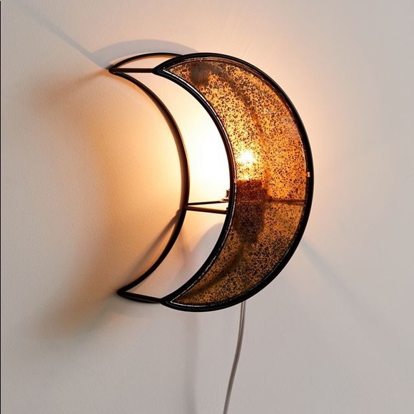 Crescent Moon Celestial Mercury Glass Plug-In Wall Sconce